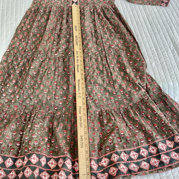 Blue rye by Sugarbelle maxi dress size Med. Green/ white and Peach floral print. - Picture 7 of 8